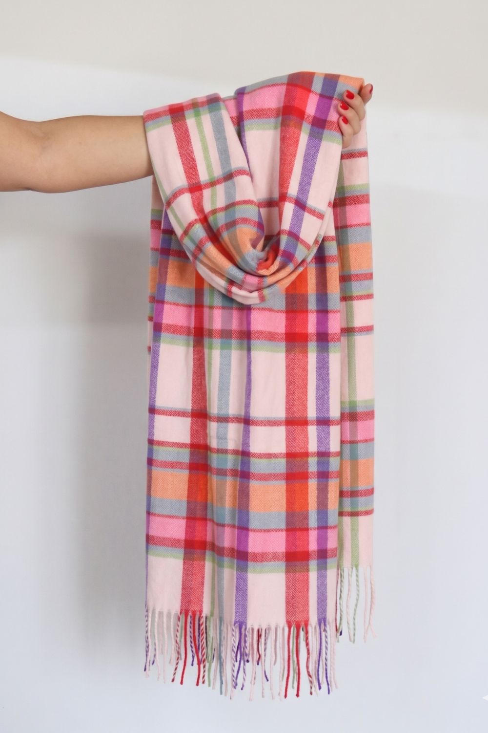 Scarf Wrap Blush & Berry Check-ACCESSORIES-kindacollection-Kinda