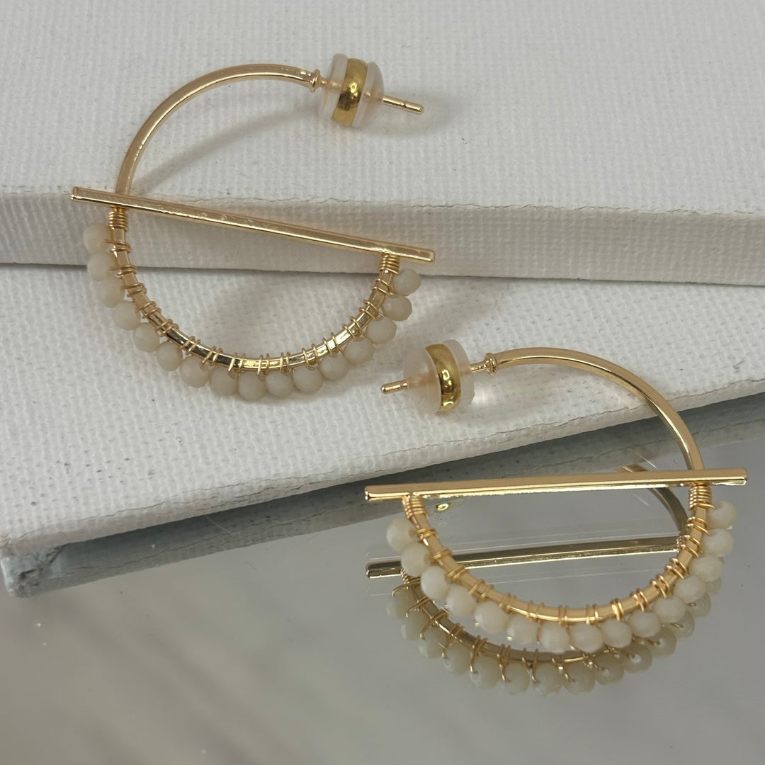 Equator Hoop Earrings Matte Cream