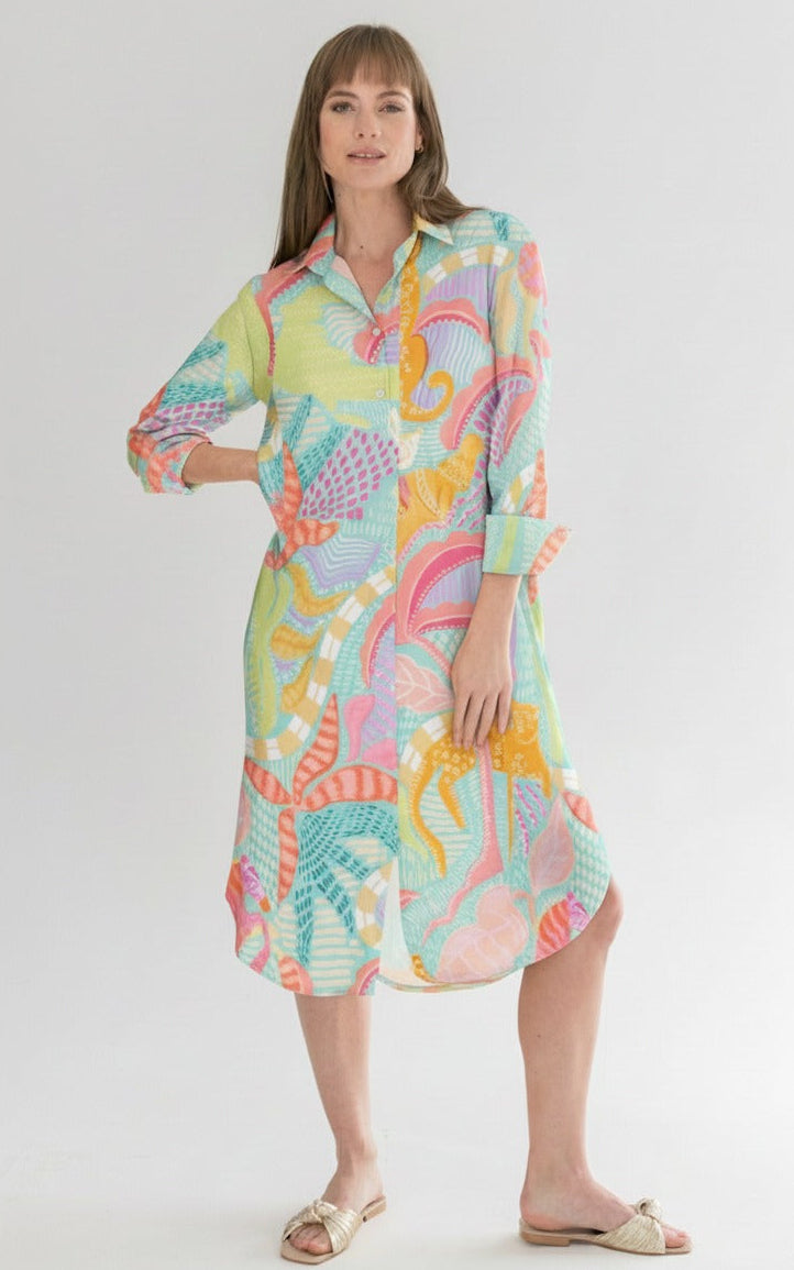 Evie Dress Blue Tiger Print-DRESSES-kindacollection-Kinda