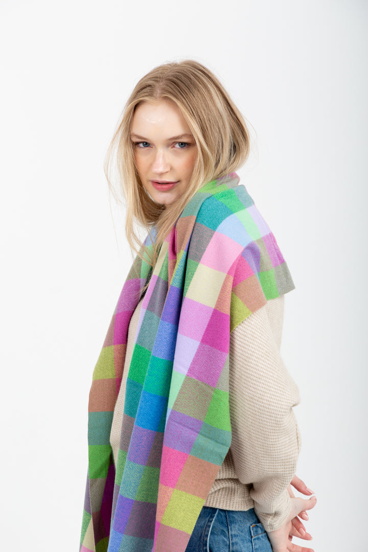 Scarf Wrap Purple Berry Check