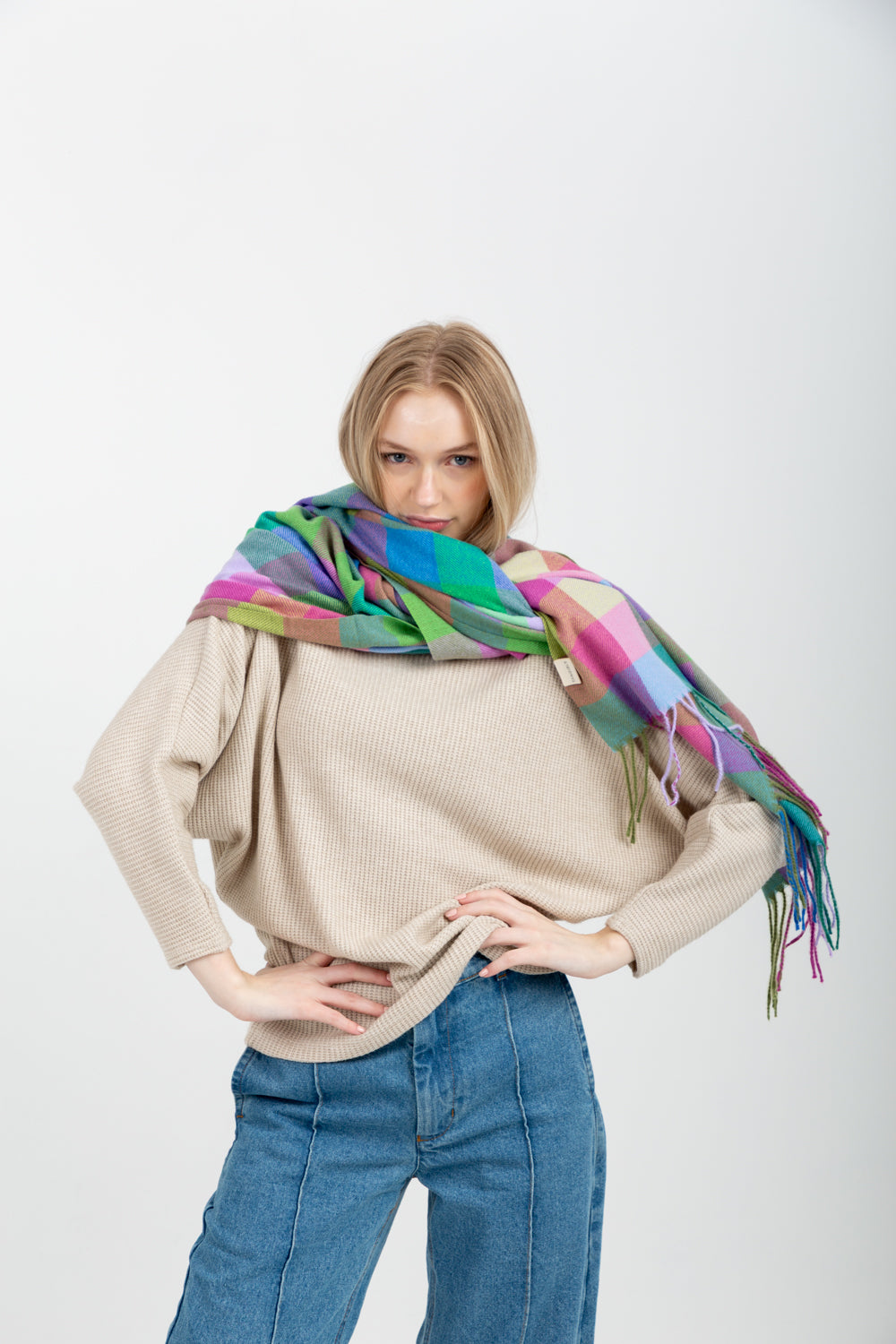 Scarf Wrap Purple Berry Check