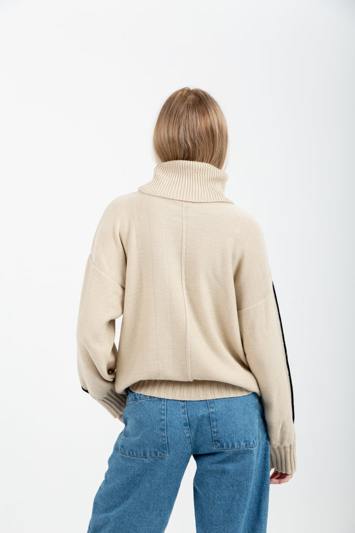 Poloneck Knit Natural-TOPS-Kinda-Kinda