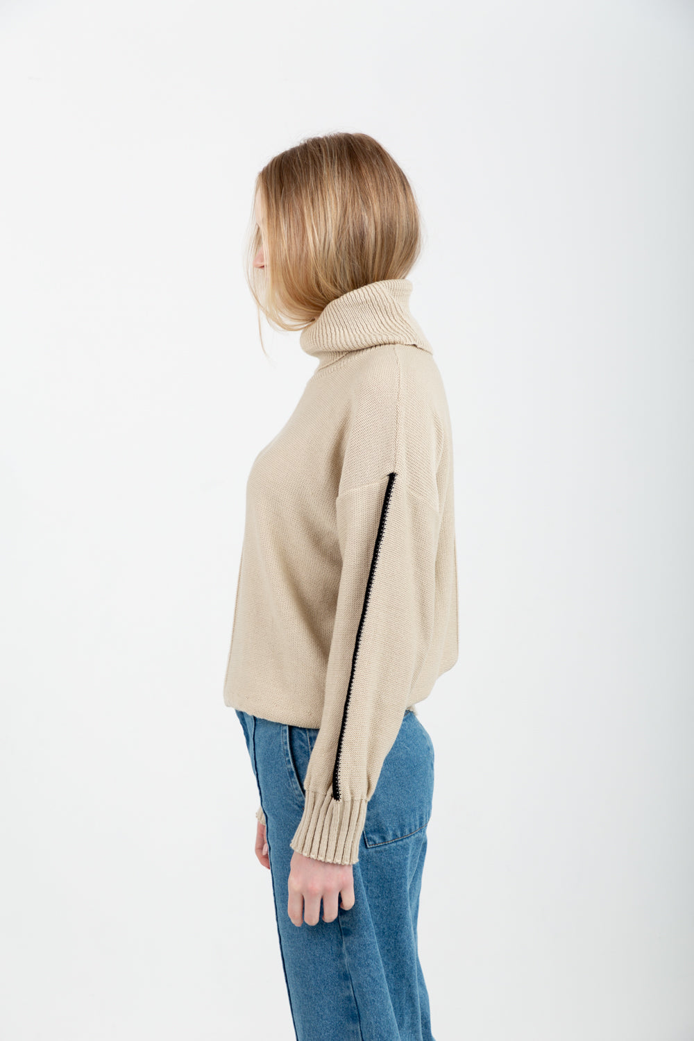 Poloneck Knit Natural-TOPS-Kinda-Kinda