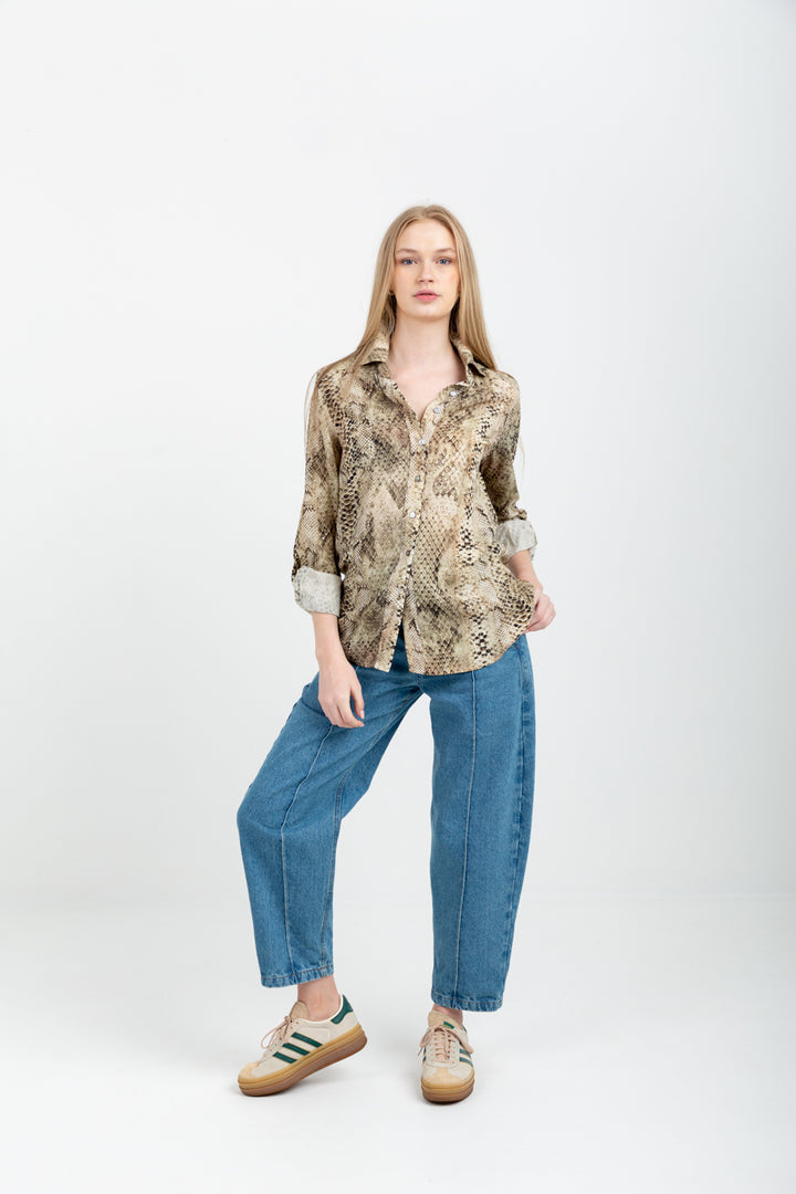 Boyfriend Shirt Green Snake