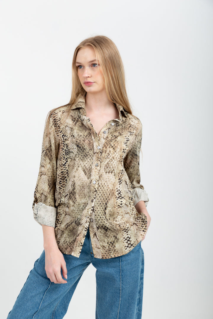 Boyfriend Shirt Green Snake