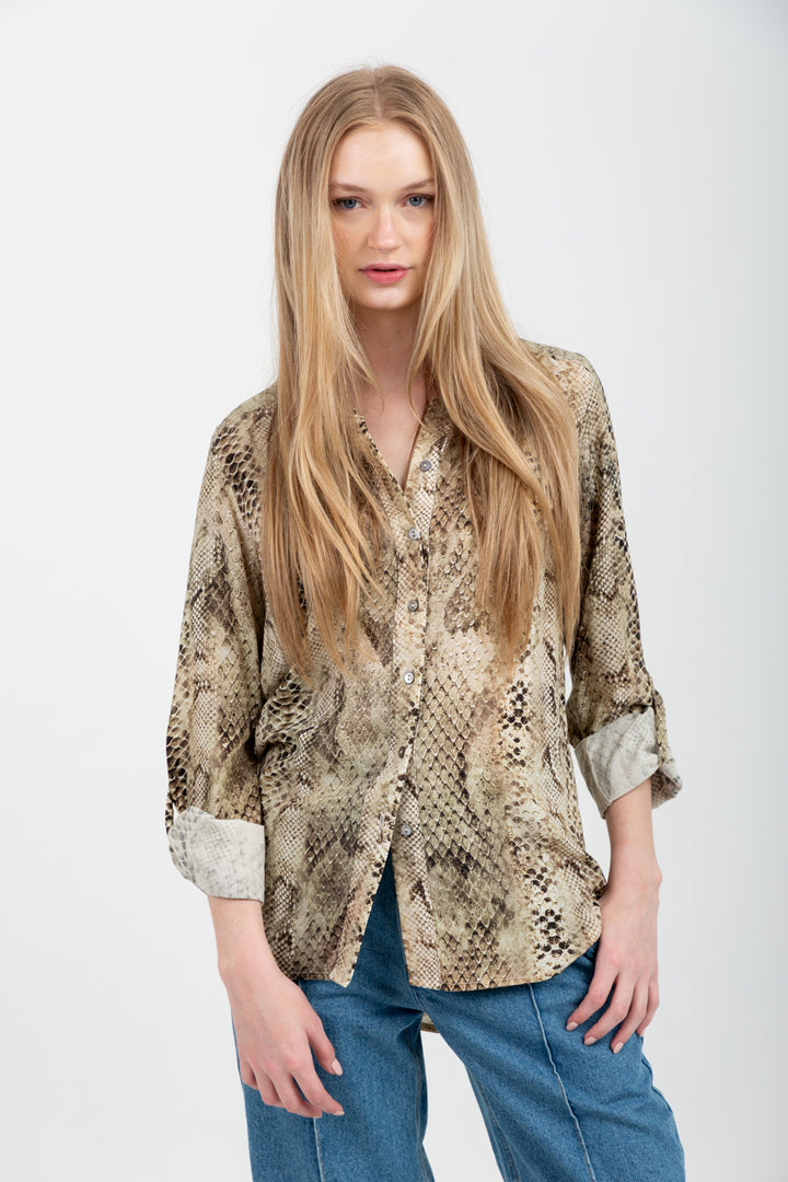 Boyfriend Shirt Green Snake