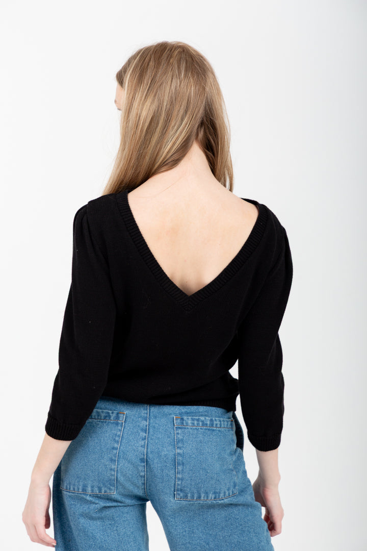 Tracey V-Knit Black