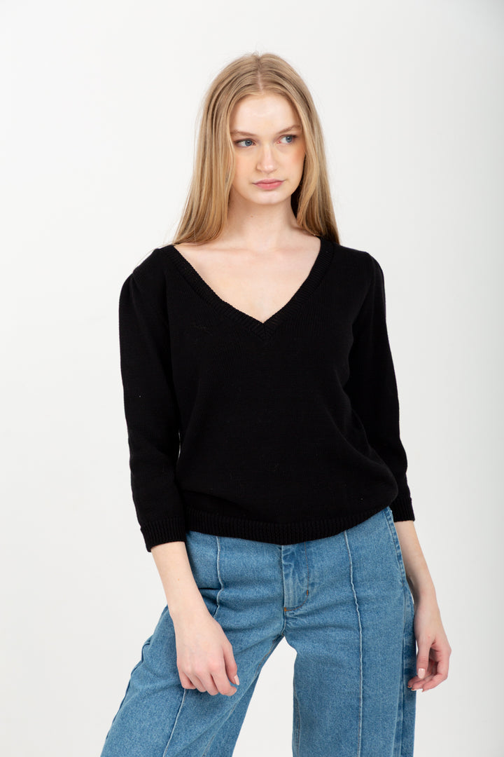 Tracey V-Knit Black