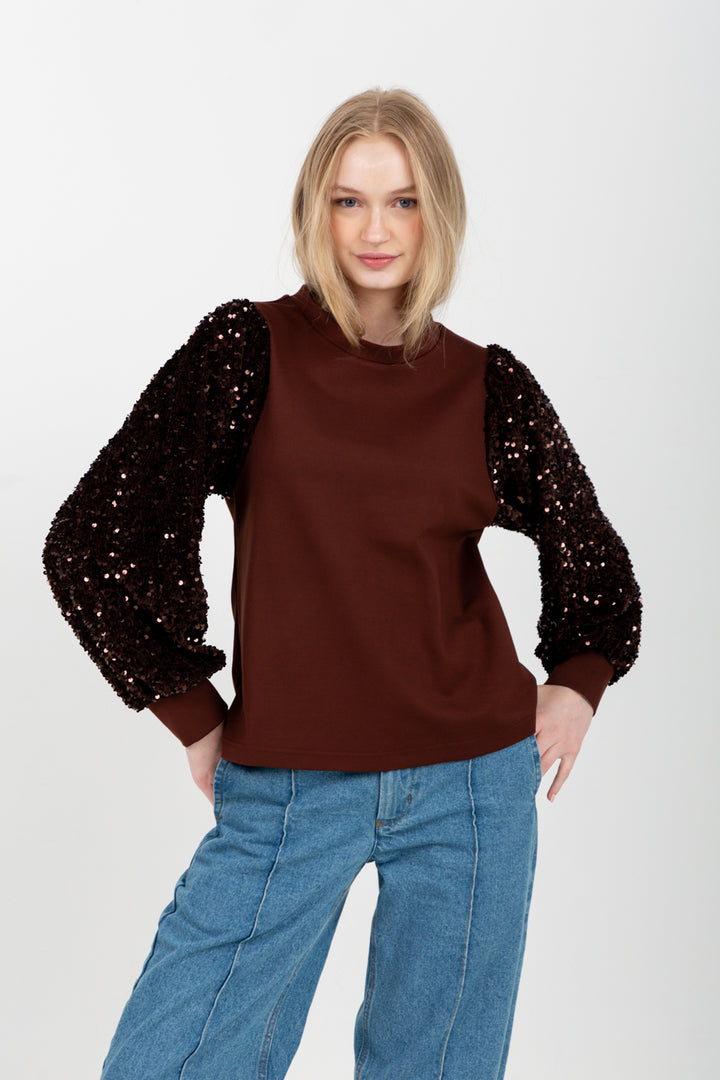 Livia Top Chocolate Sequin