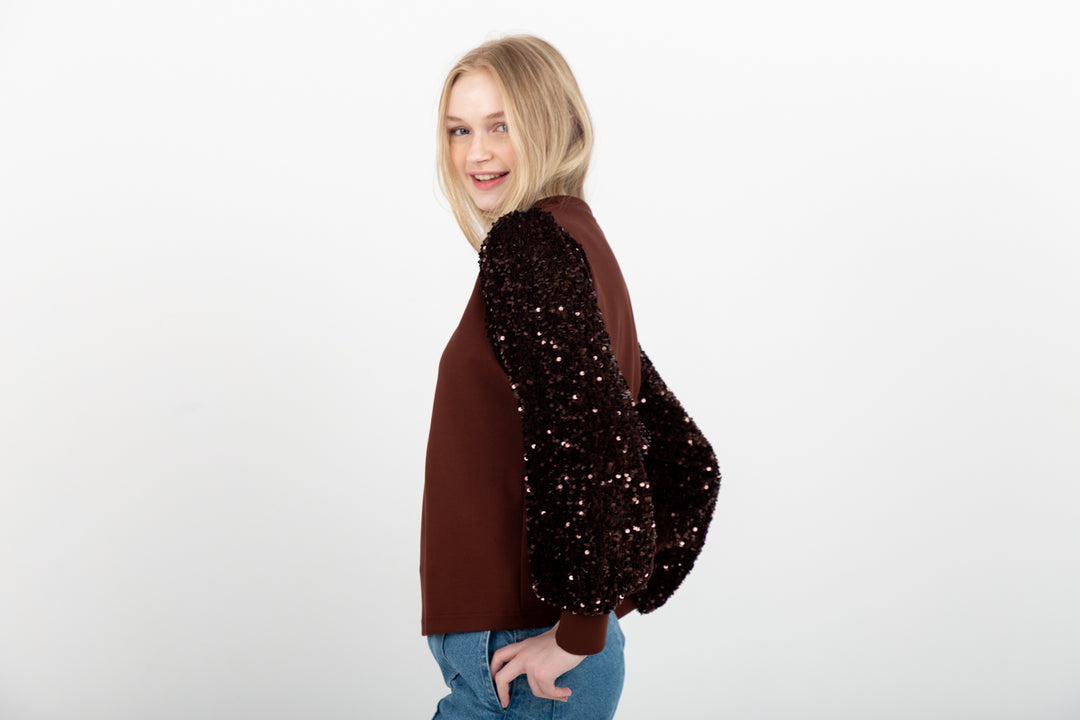 Livia Top Chocolate Sequin