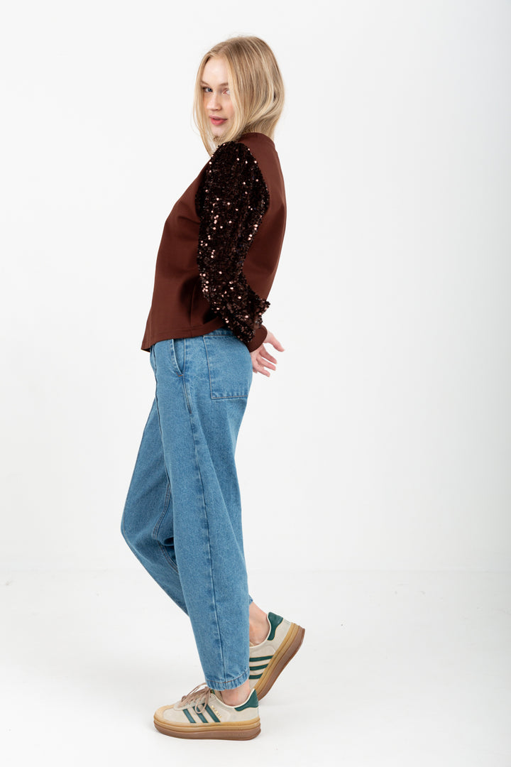 Livia Top Chocolate Sequin