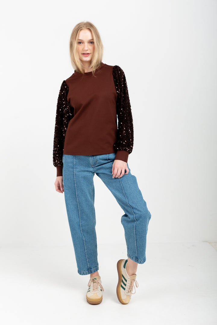Livia Top Chocolate Sequin