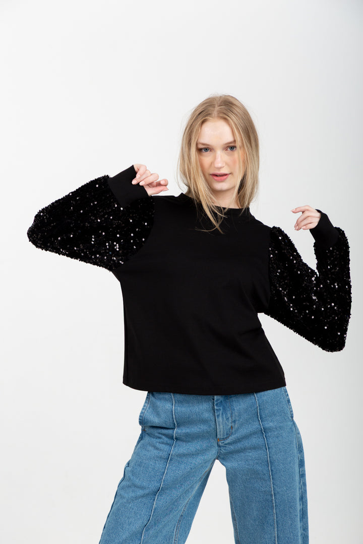 Livia Top Black Sequin