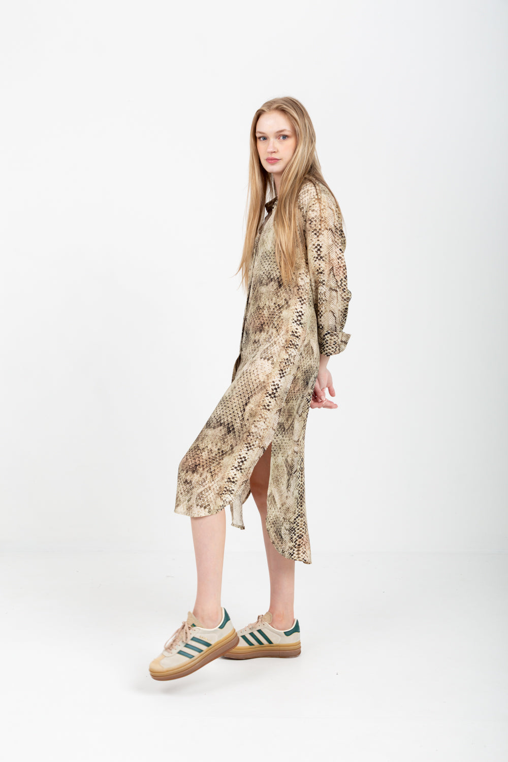Evie Dress Green Snake Print