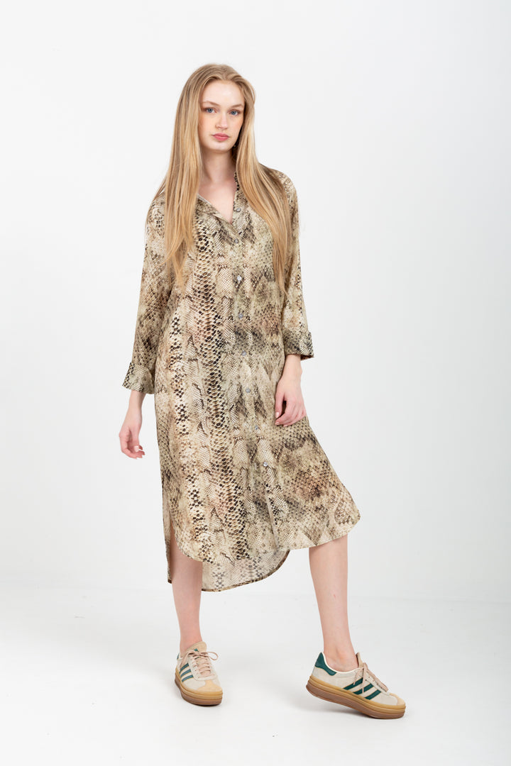 Evie Dress Green Snake Print