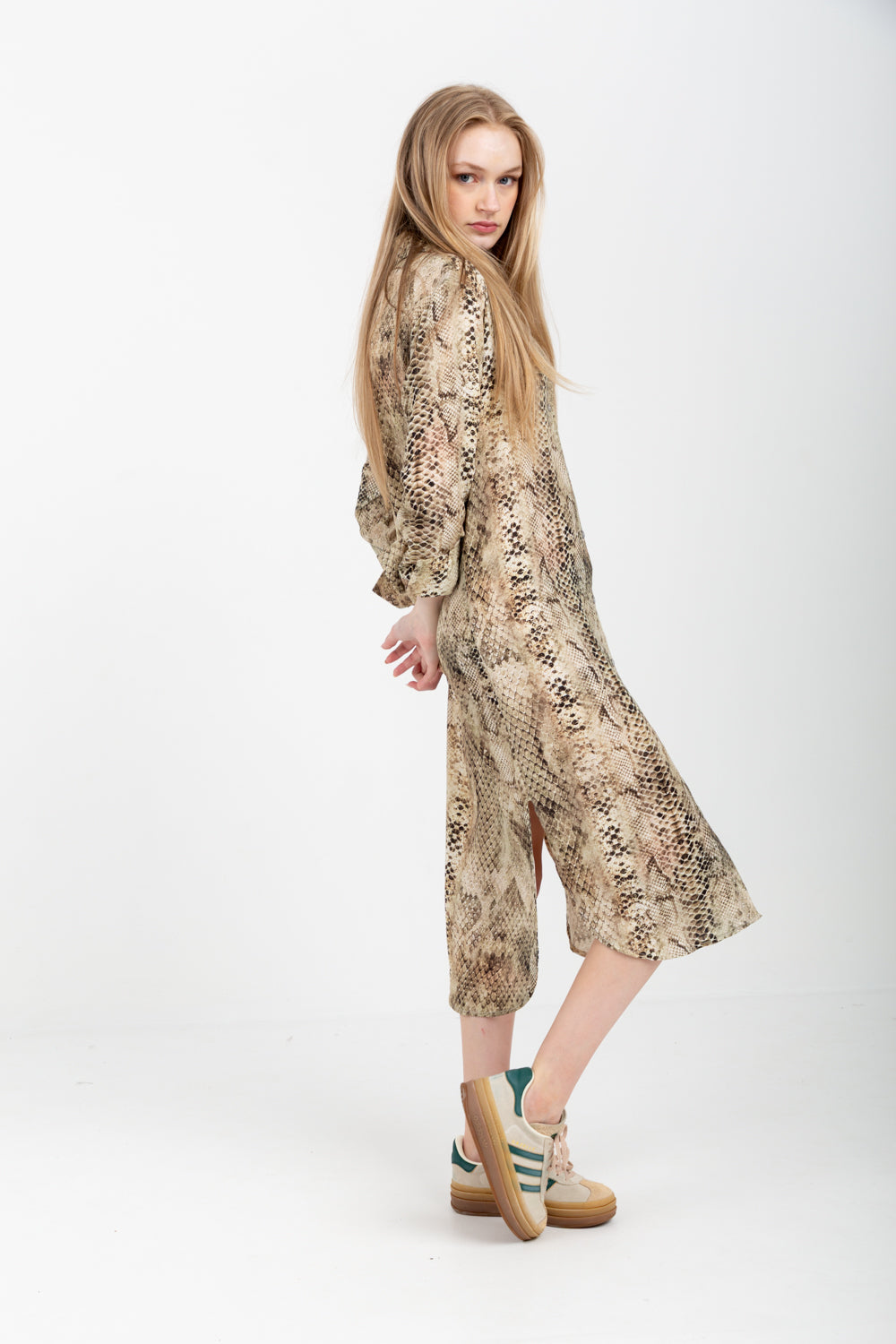 Evie Dress Green Snake Print