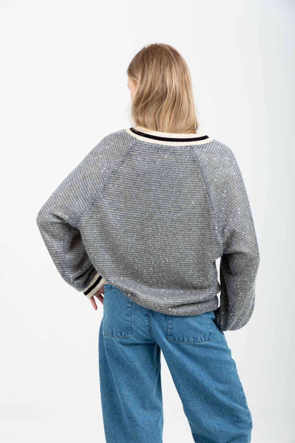 Madonna Knit Grey Sequin-TOPS-Kinda-Kinda
