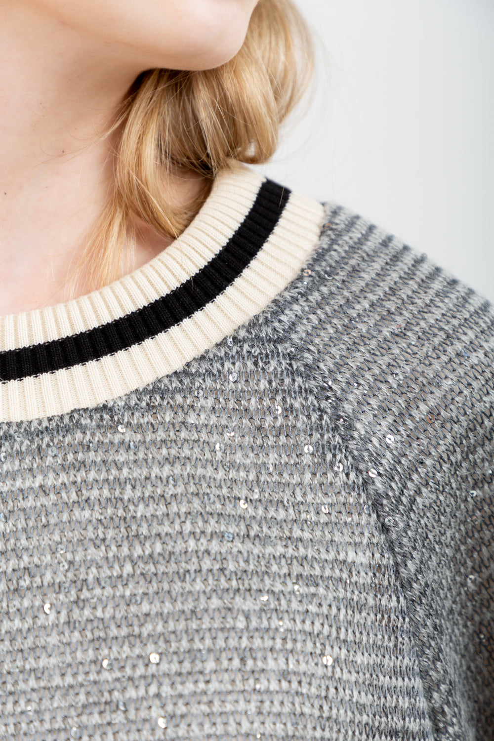 Madonna Knit Grey Sequin-TOPS-Kinda-Kinda