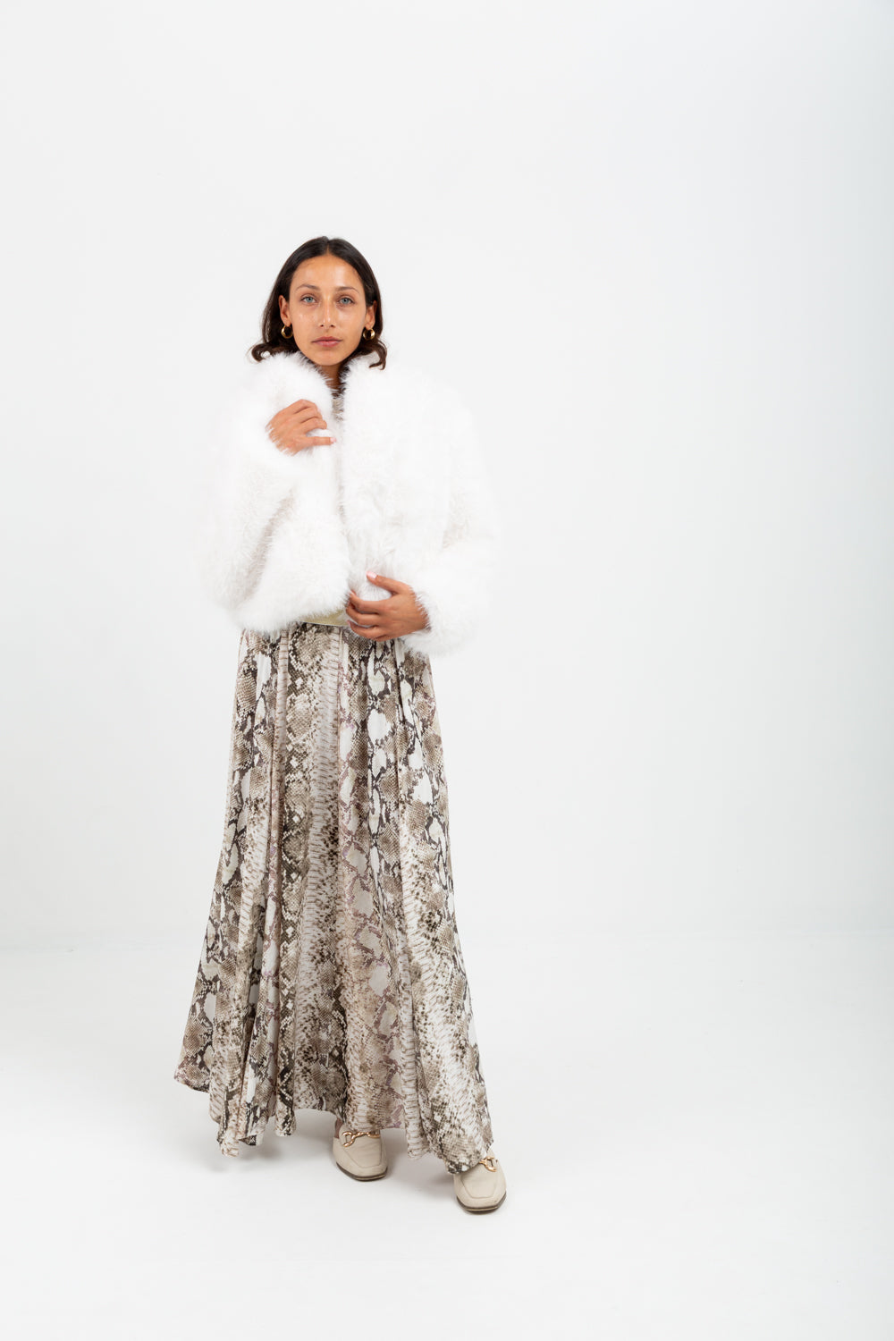 Allegra Coat Ivory Faux Fur