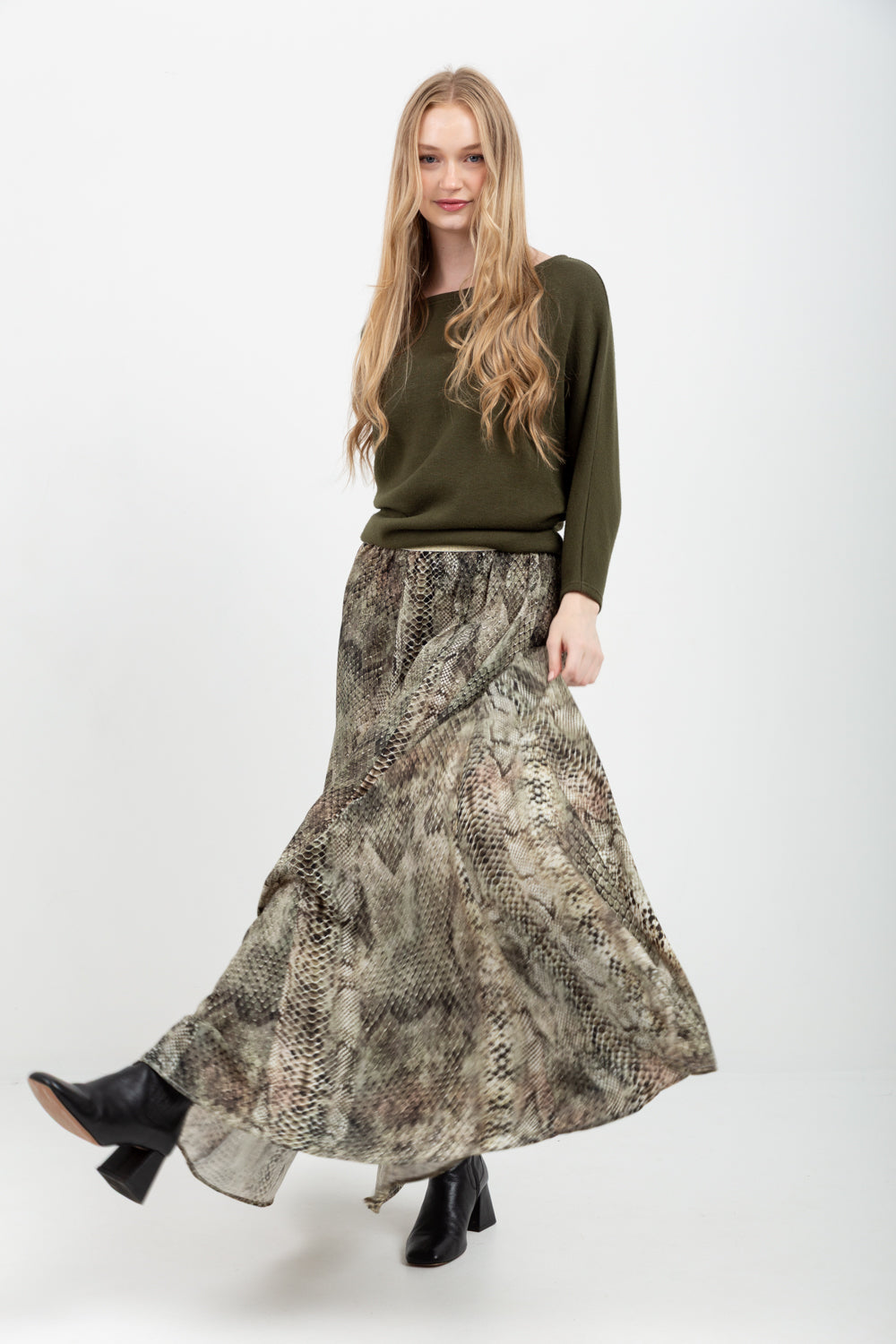 Belinda Skirt Green Snake