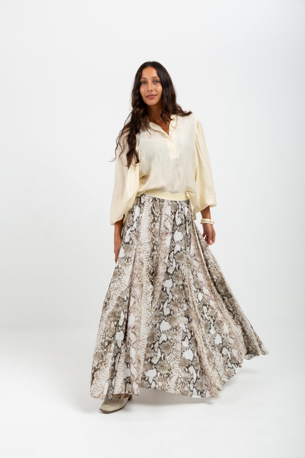 Belinda Skirt Tan Snake