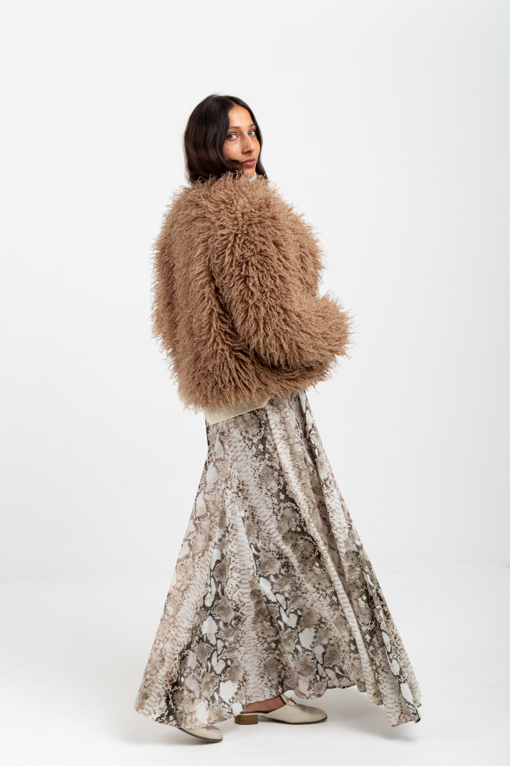 Belinda Skirt Tan Snake
