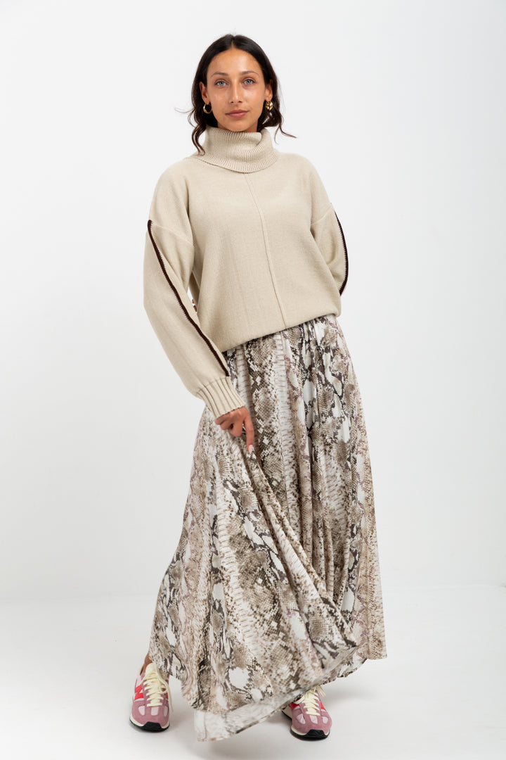 Belinda Skirt Tan Snake