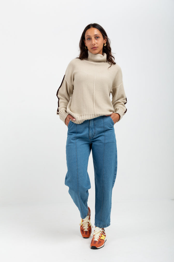 Poloneck Knit Natural-TOPS-Kinda-Kinda