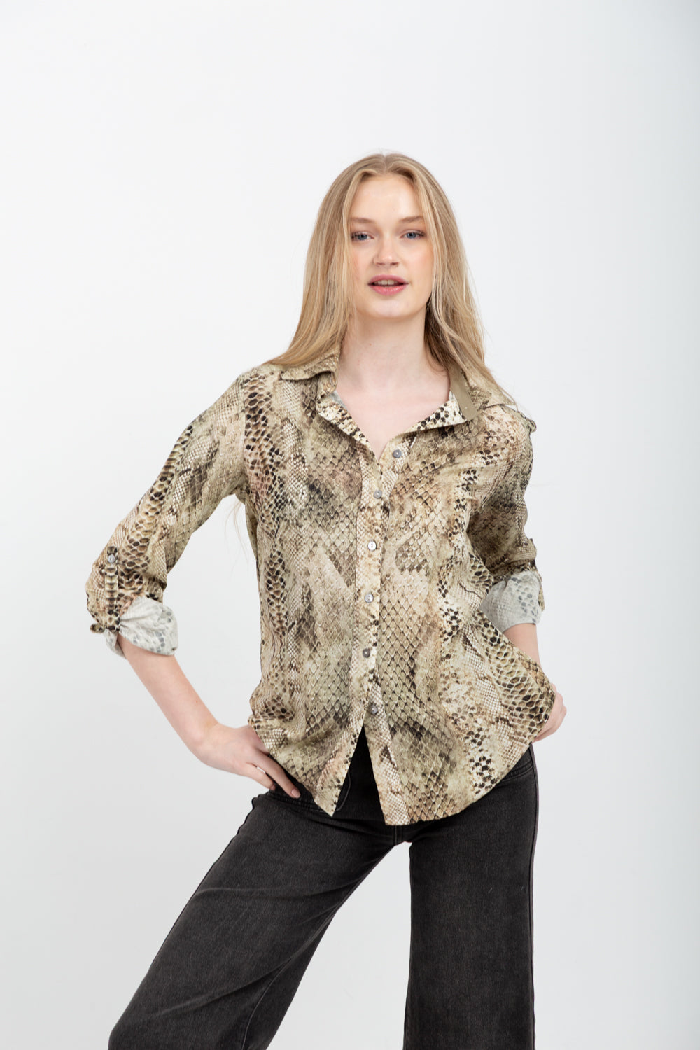 Boyfriend Shirt Green Snake