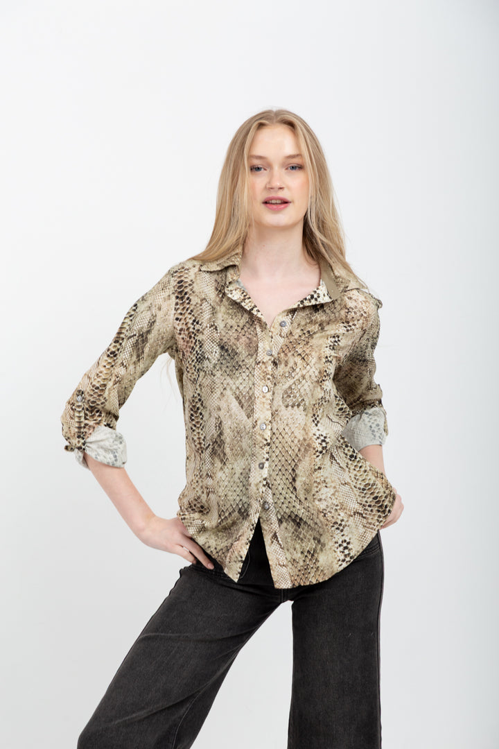 Boyfriend Shirt Green Snake