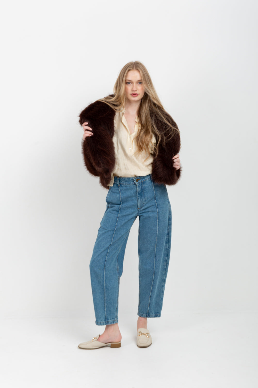 Allegra Coat Chocolate Faux Fur-JACKETS-kindacollection-Kinda