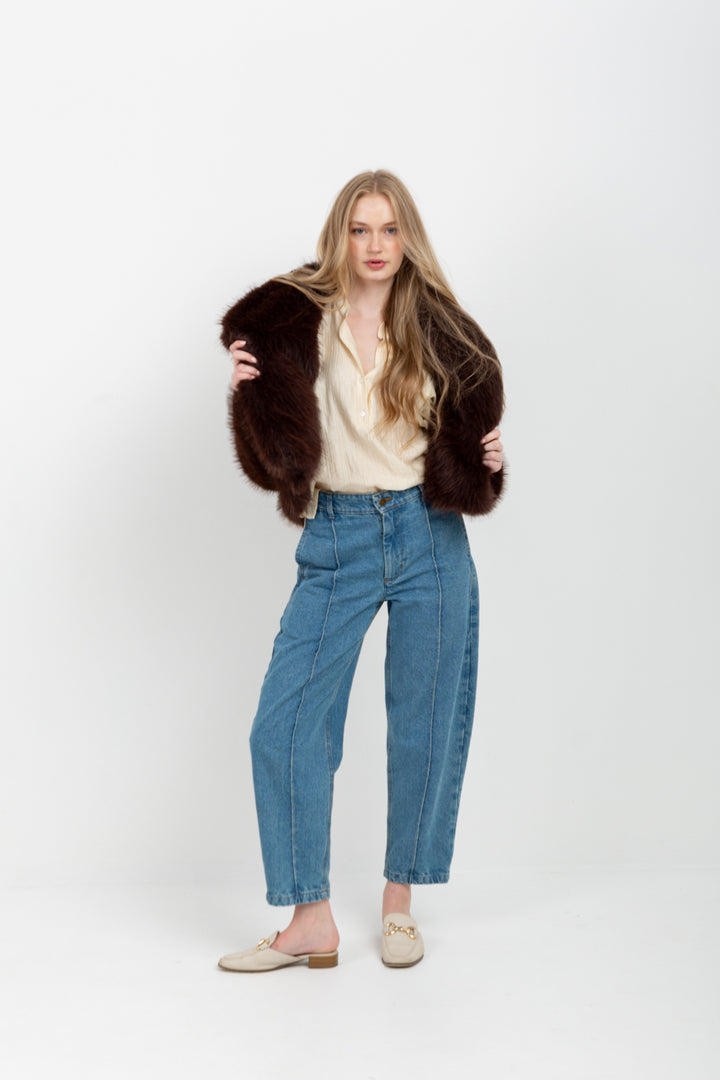 Allegra Coat Chocolate Faux Fur-JACKETS-kindacollection-Kinda