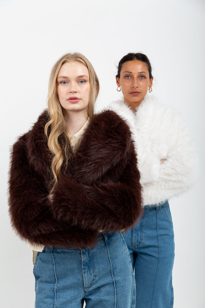 Allegra Coat Chocolate Faux Fur-JACKETS-kindacollection-Kinda