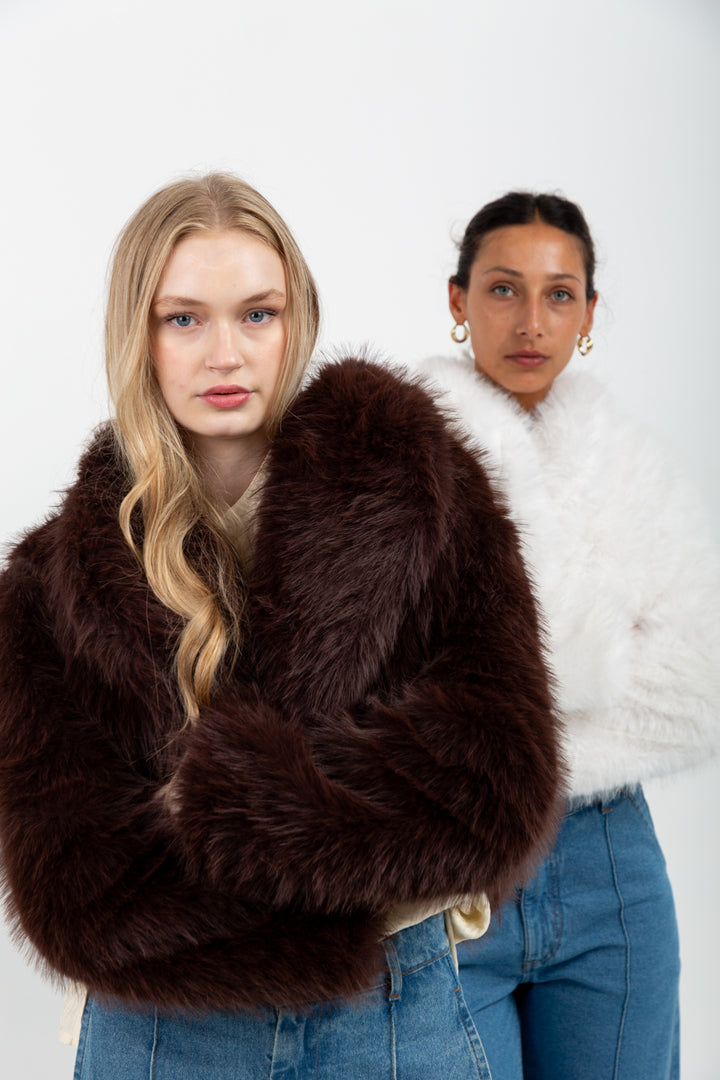 Allegra Coat Chocolate Faux Fur-JACKETS-kindacollection-Kinda