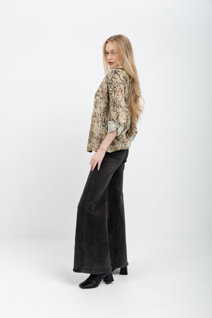 Boyfriend Shirt Green Snake