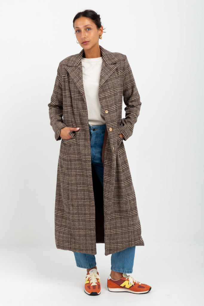 Thelma Coat Brown Check from Kinda