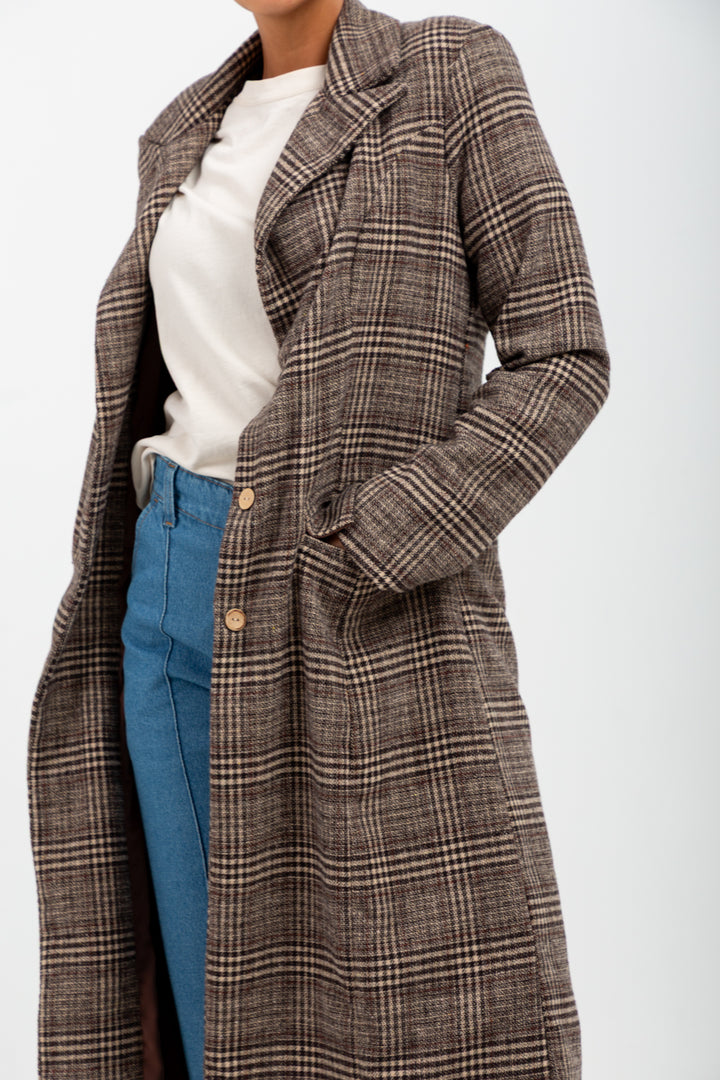Thelma Coat Brown Check-JACKETS-kindacollection-Kinda