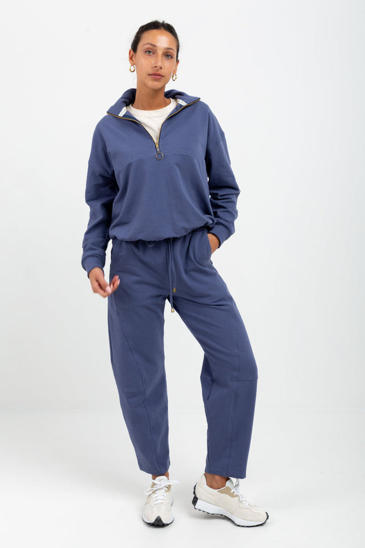 Tiffany Barrel Pants Denim Blue-TRACK SETS-Kindacollection-Kinda