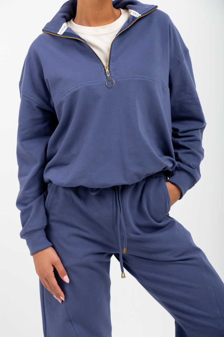 Tiffany Barrel Pants Denim Blue-TRACK SETS-Kindacollection-Kinda