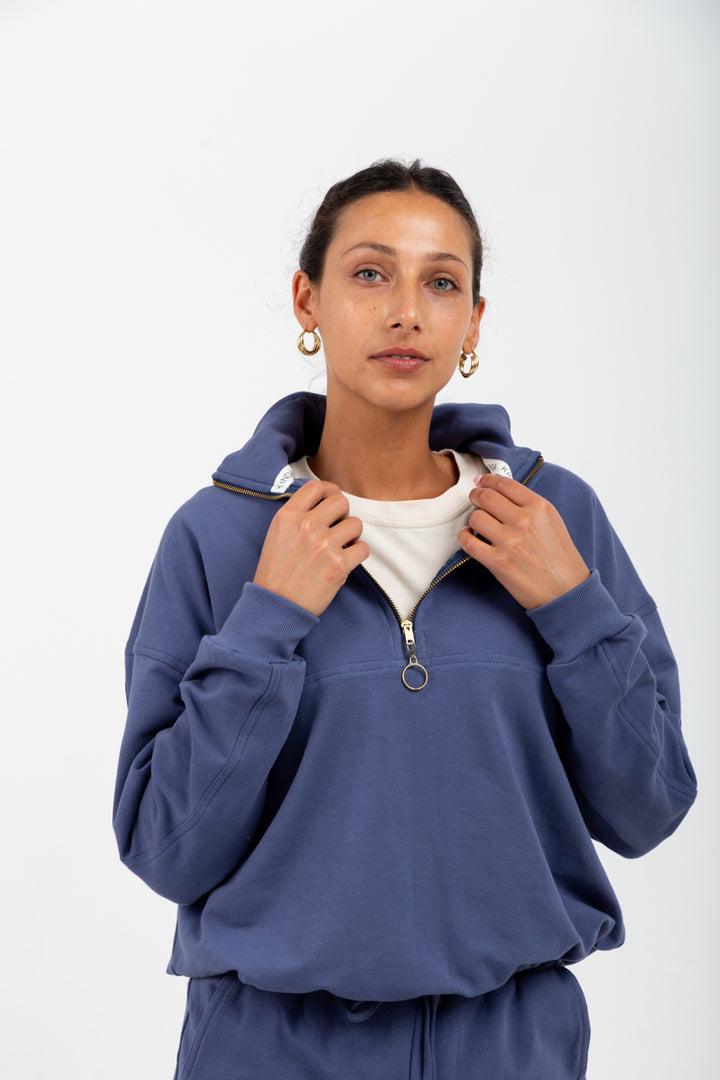 *PRE-ORDER* Winona Quarter Zip Denim Blue-TRACK SETS-Kindacollection-Kinda