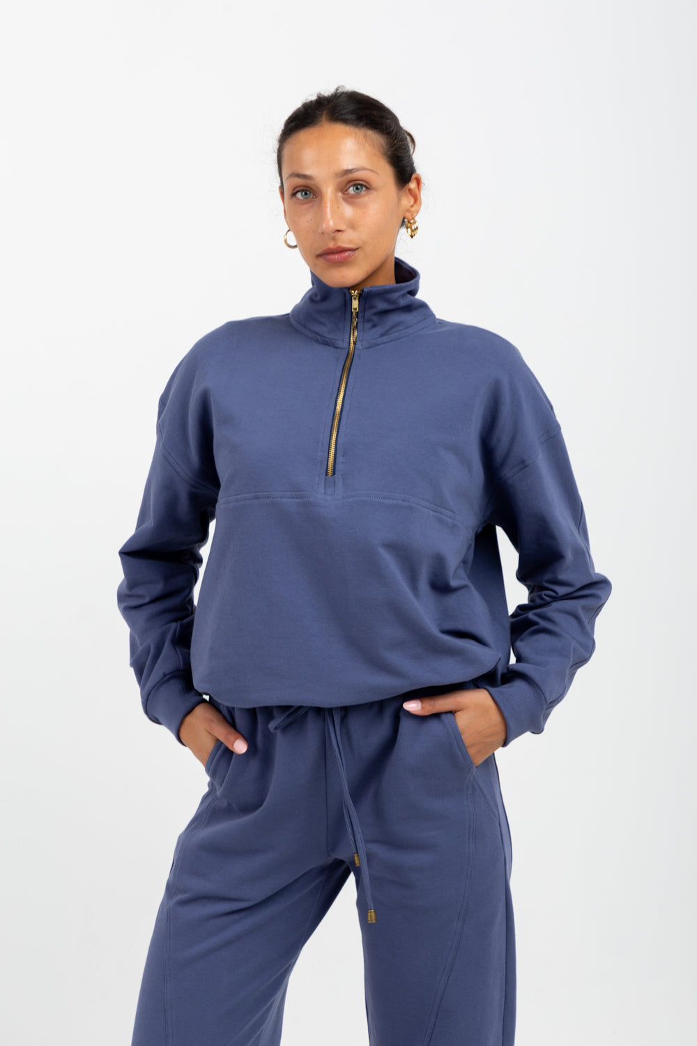*PRE-ORDER* Winona Quarter Zip Denim Blue-TRACK SETS-Kindacollection-Kinda