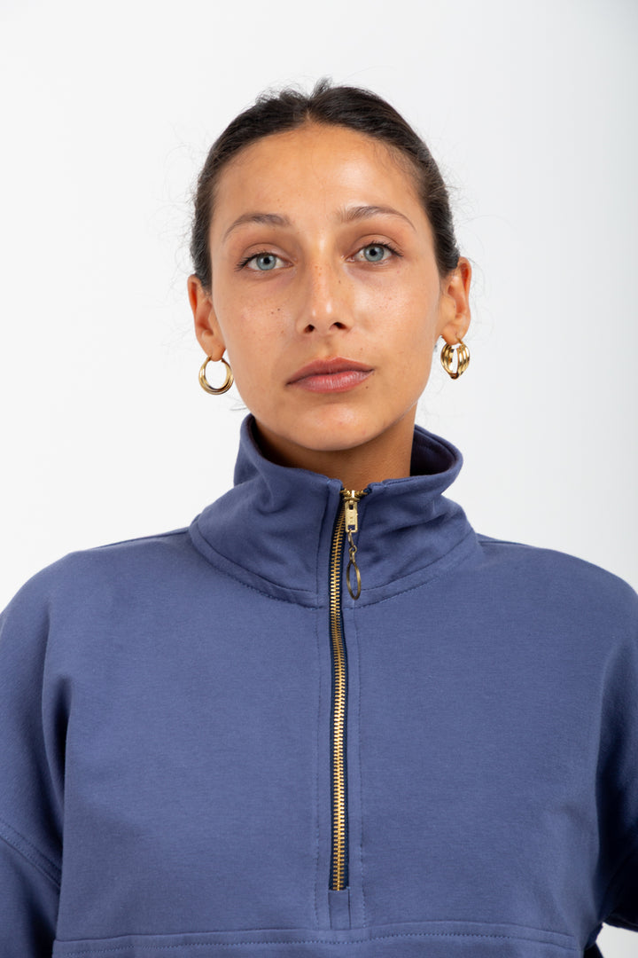 *PRE-ORDER* Winona Quarter Zip Denim Blue-TRACK SETS-Kindacollection-Kinda
