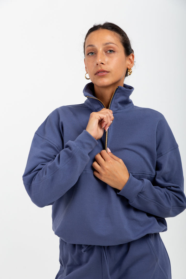 *PRE-ORDER* Winona Quarter Zip Denim Blue-TRACK SETS-Kindacollection-Kinda