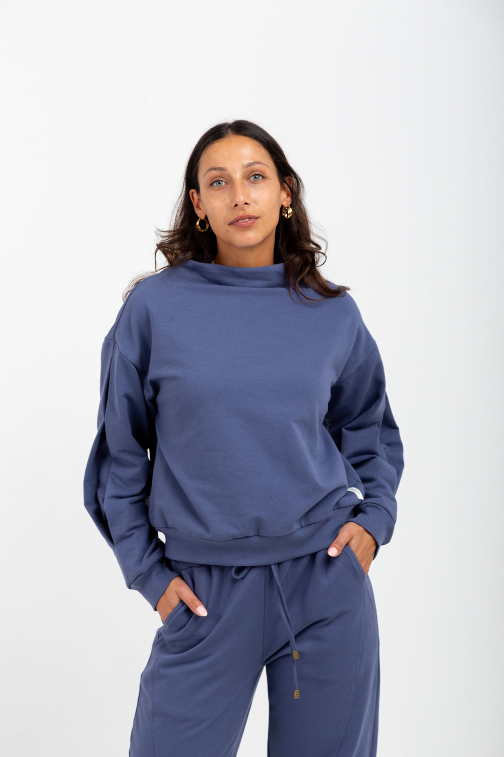 *PRE-ORDER* Tiffany High Neck Top Denim Blue-TRACK SETS-Kindacollection-Kinda