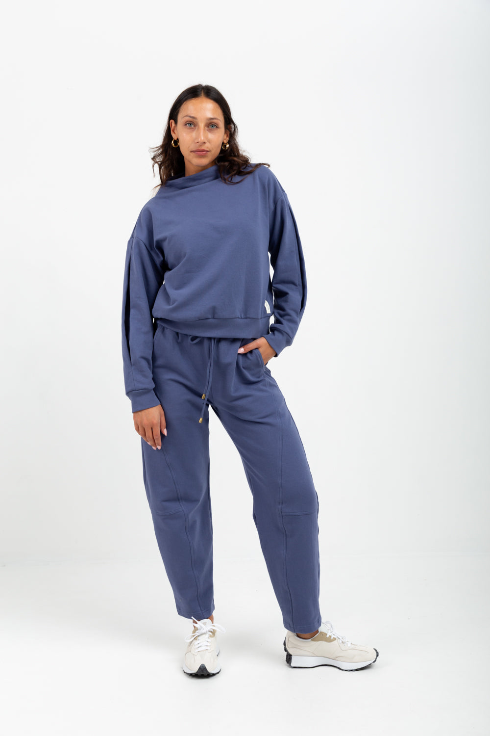 Tiffany Barrel Pants Denim Blue-TRACK SETS-Kindacollection-Kinda