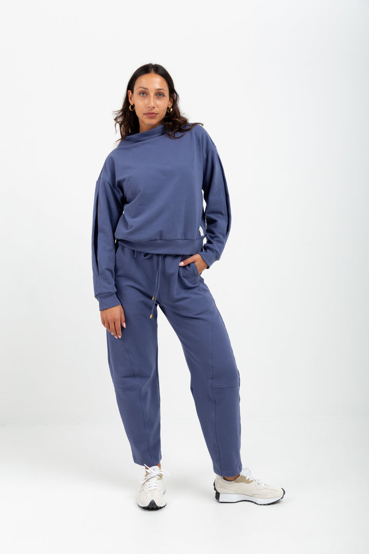 Tiffany Barrel Pants Denim Blue-TRACK SETS-Kindacollection-Kinda
