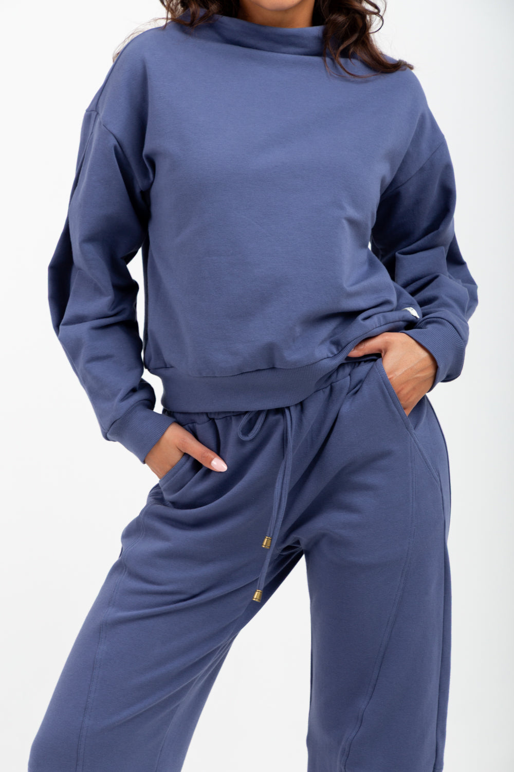 *PRE-ORDER* Tiffany High Neck Top Denim Blue-TRACK SETS-Kindacollection-Kinda