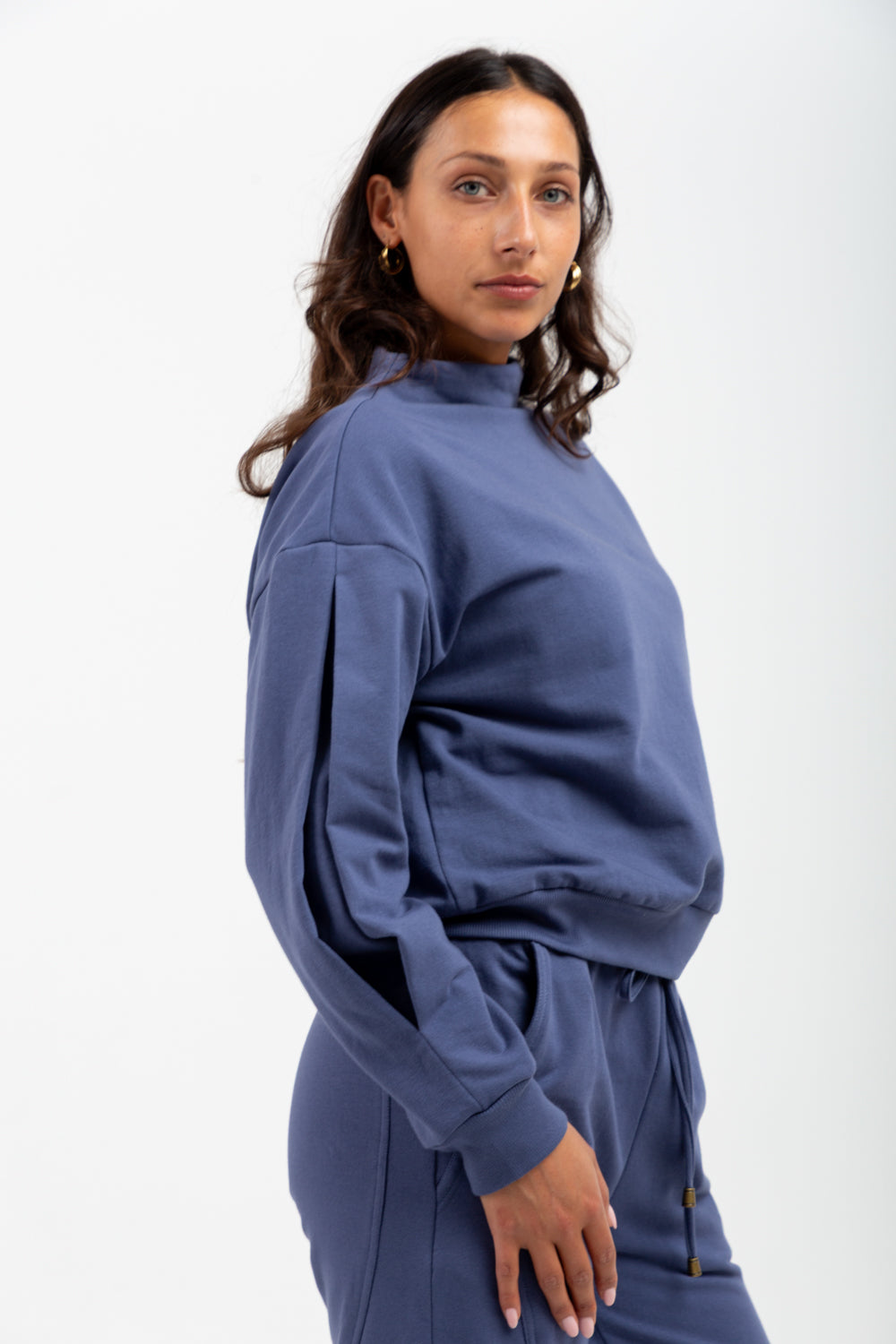 *PRE-ORDER* Tiffany High Neck Top Denim Blue-TRACK SETS-Kindacollection-Kinda