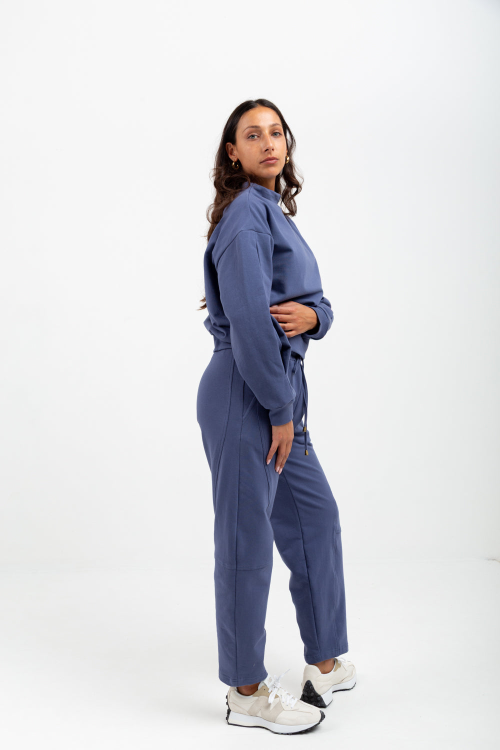 *PRE-ORDER* Tiffany High Neck Top Denim Blue-TRACK SETS-Kindacollection-Kinda