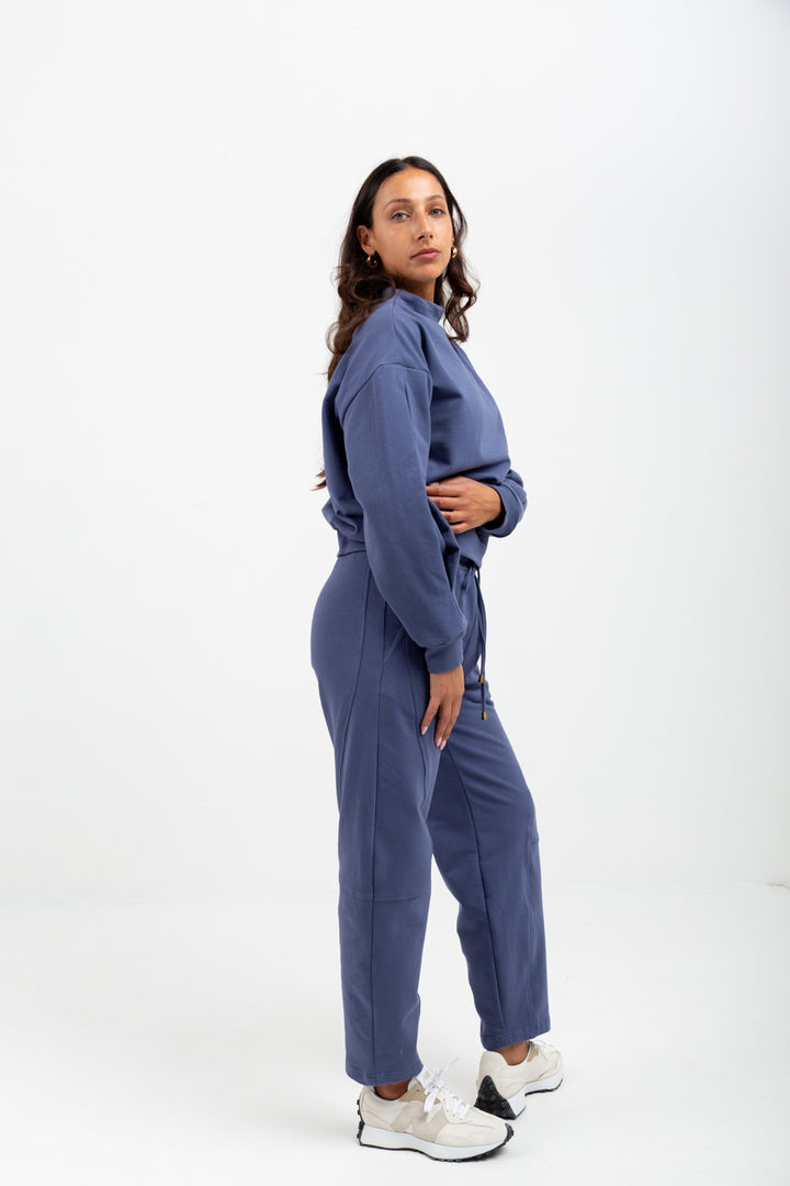*PRE-ORDER* Tiffany High Neck Top Denim Blue-TRACK SETS-Kindacollection-Kinda